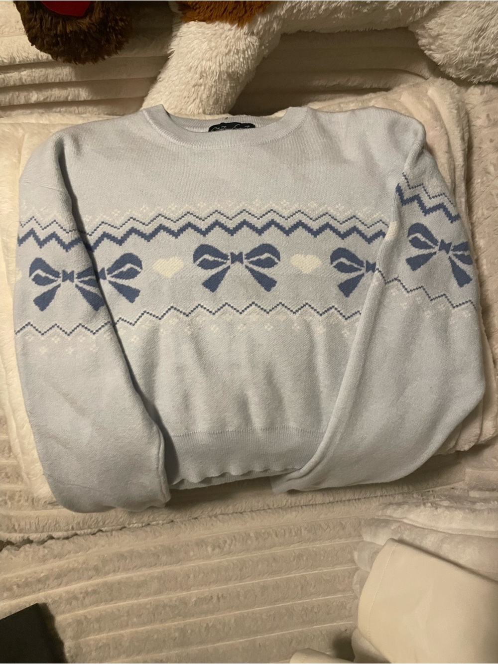 Streetwear Society Light Blue Bow Pattern Crewneck Sweater - Men's